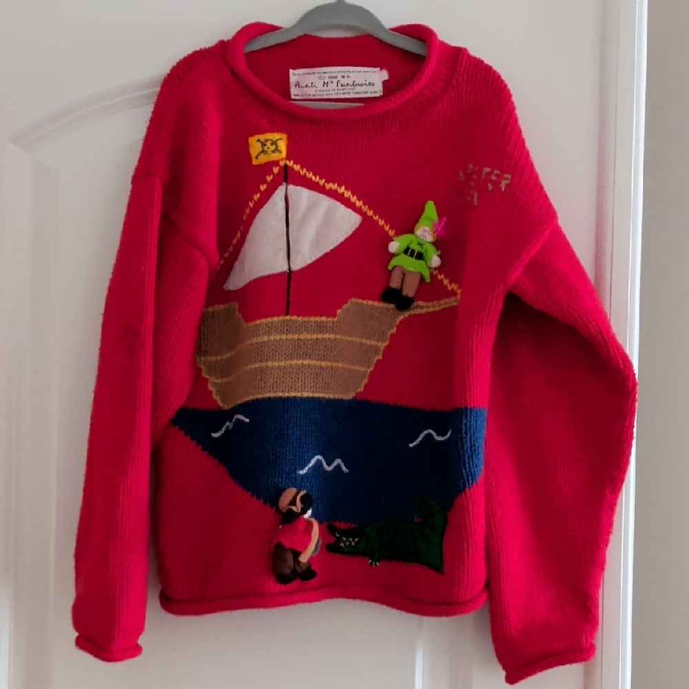 Red Kids Sweater with Nautical Design